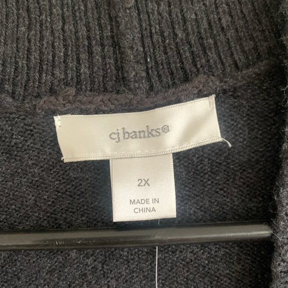 cj banks gray open long cardigan sweater NWT  with flaw Size 2X - Picture 4 of 9